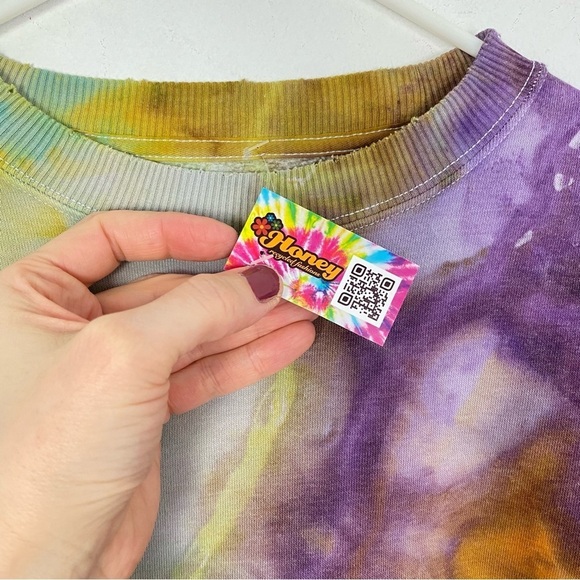 Handmade Oversized Geode Tie Dye Sweatshirt Pullover Womens Size XS Small Crew - Picture 6 of 10